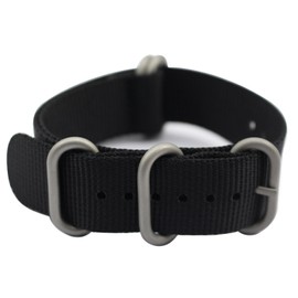 ArtStyle Watch Band with 1.5mm Thickness Quality Nylon Strap and Heavy Duty Brushed Buckle (Black, 22mm)