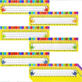 Magnoloran 60PCS Name Plate for Desk, Traditional Manuscript Name Tags Desk Name Plate for Classroom Desk Nameplates with Alphabet, Number, Addition Chart & Colors, Classroom Must Haves-Multicolor