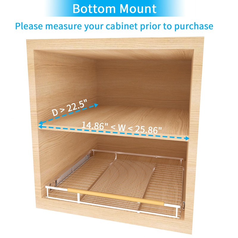 KIKIBRO Expandable Pull Out Drawer Cabinet Organizer, Adjustable Width Bottom-Mounted