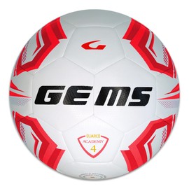 Gems UN07-0312 OLIMPICO ACADEMY Pallone da Calcio, Calcetto, Calciotto, Futsal, BIANCO/ROSSO Taglia 4