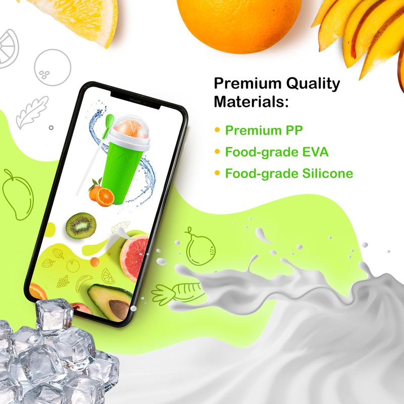 Slushy Cup & Slushy Maker, Portable Smoothie Slushie Squeeze Cup