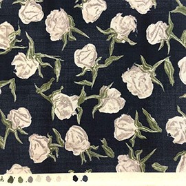 Kt KILOtela - Printed Quilting Fabric - 100% Cotton - 110 cm Wide - by Half metre | Dark Blue with Flowers