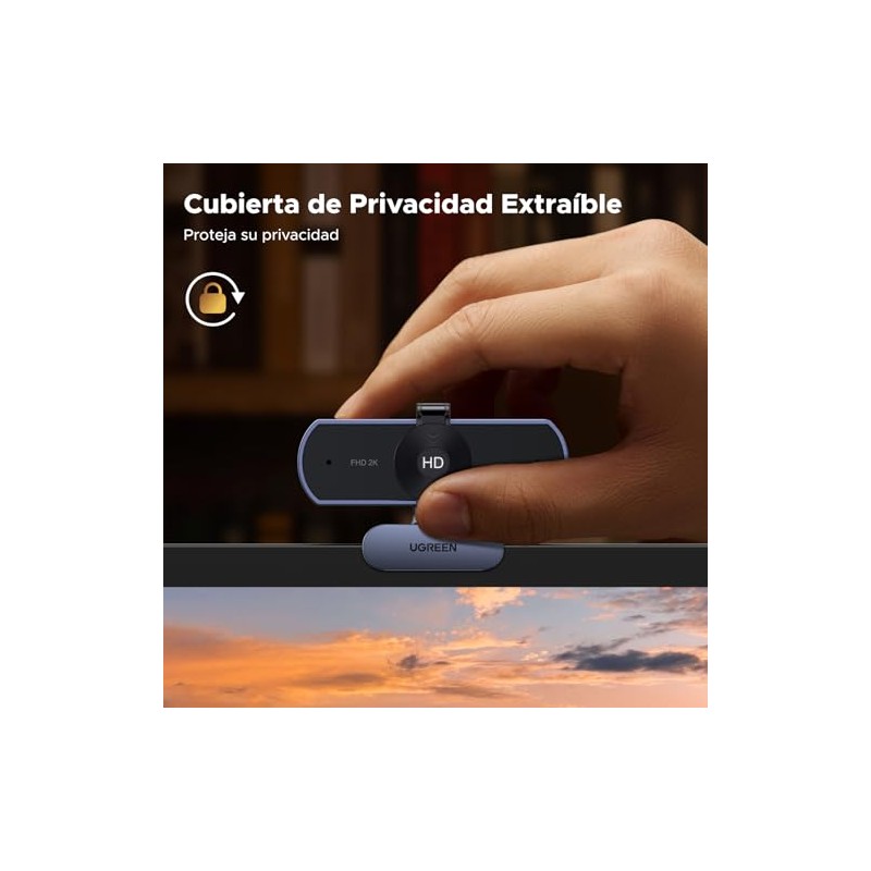 UGREEN 2K Webcam, Cámara Web HD para PC con Micrófono,