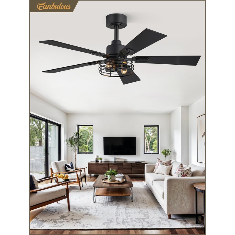 Fanbulous 2 Pack Farmhouse 42 Ceiling Fans with Lights, Black