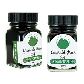 Monteverde 60ml Core Fountain Pen Ink Bottle (30ml Yosemite Green Ink Bottle G309YG, 30ml Emerald Green Ink Bottle G309EG)