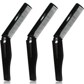 Black Folding Comb for Hair & Beard Grooming, Portable Pocket Comb for Men & Women