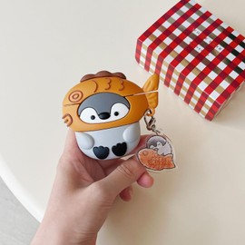 Rertnocnf Case Compatible with Airpods Pro/Pro2, 3D Cute Kawaii Character Fish Penguin Keychain Cover, Portable Earbuds Accessories Soft Silicone Shockproof Wireless Earphone Protector with Pendant