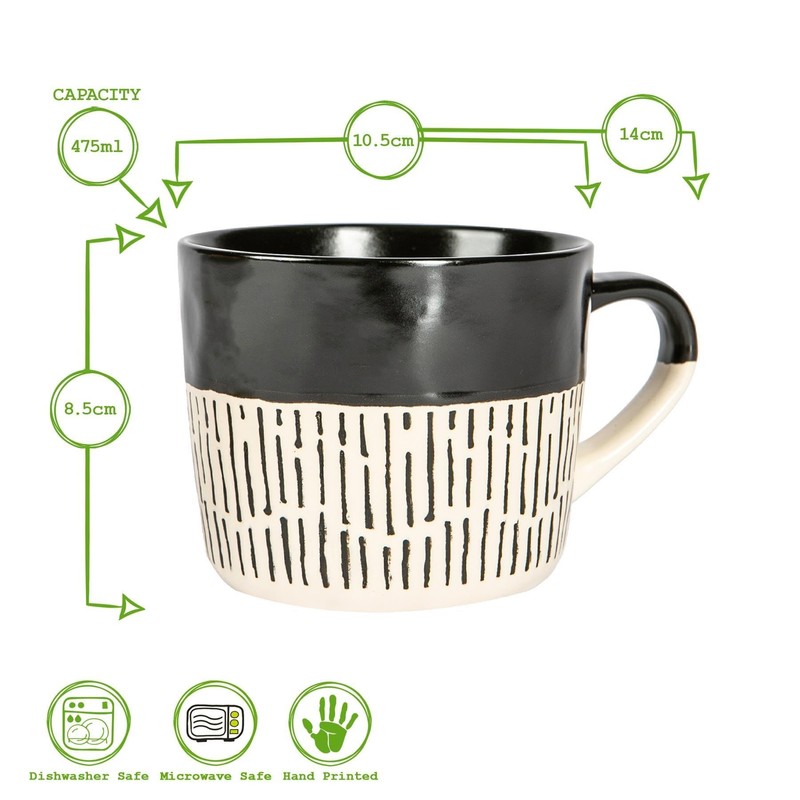 Nicola Spring Ceramic Dipped Dash Coffee Cups - Two Tone