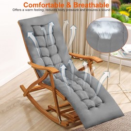 KOCASO Lounge Chair Cushions 67x22x4in Thickened Padding Chaise Lounger Cushion Recliner Rocking Chair Sofa Mat Pad Chair Cushion for Indoor Outdoor Furniture, Zero Gravity Chair Cushion/Grey