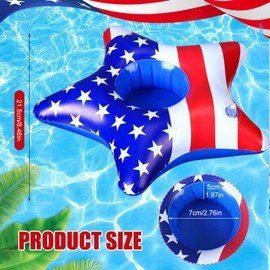 Willinglong 24 Pcs Patriotic Pool Drink Floats Inflatable Star Drink Holder 4th of July Swimming Cup Holder Floating Coasters for Independence Day Party Supplies Bathroom Hot Tub