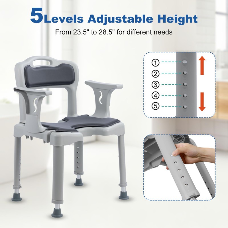 XIAOSHUNER Bathroom Shower Chair for Inside Shower with Arms and