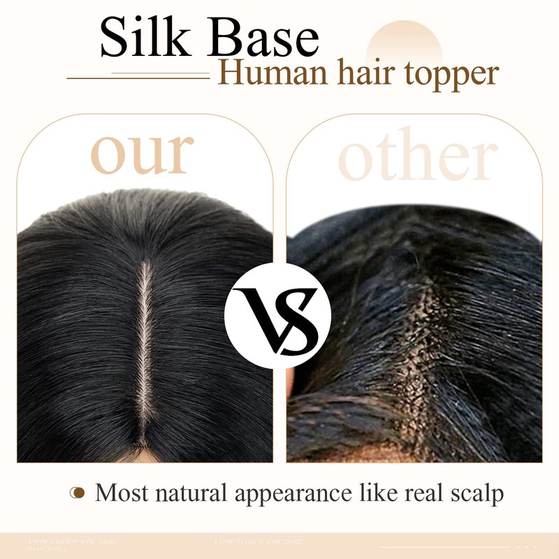 MY-LADY Clip in Human Hair Topper for Women 130% Density