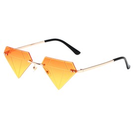 Smavles Rimless Sunglasses Men Sunglasses Women Fashion Rimless Sunglasses Diamond Cool Sunglasses Rimless Unisex Sunglasses for Party Beach (Orange), Diamond