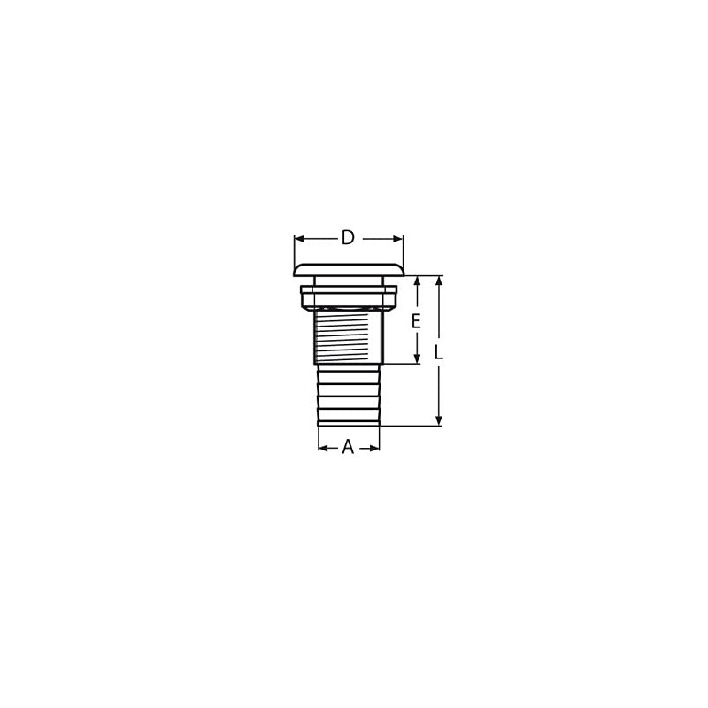 Yacht Steel Borddurchlass mit Schlauchanschluss, 1/2 Zoll