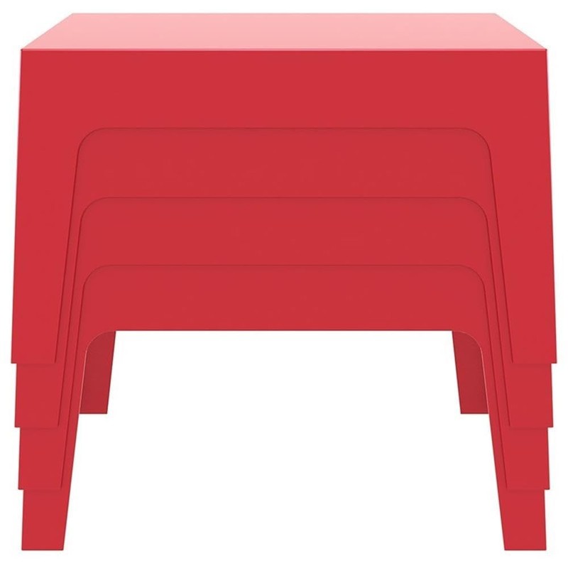 Compamia Box Resin Patio Coffee Table in White, Commercial Grade