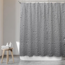 SANFINO® Premium Shower Curtain 180 x 200 cm - Waterproof Shower Curtain with Motif for Bath and Shower - Anti-Mould Shower Curtain Textile - Antibacterial and Oeko-Tex Certified - Grey Splash