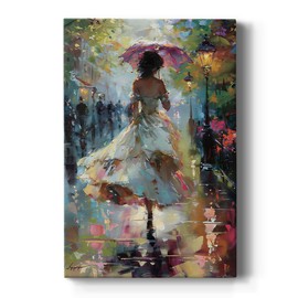 Renditions Gallery Wall Art Paintings for Lounge Pastel Gorgeous Women Walking Spring Evening Canvas Artwork Prints for Bedroom Kitchen - 24" X 36" LT565
