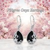 KoyeKei Black Onyx Earrings for Women 925 Sterling Silver Filigree