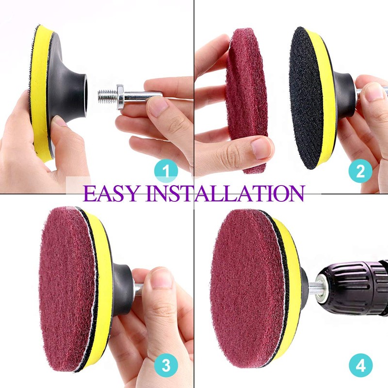 Swpeet 16Pcs 5Inch 3 Different Color Scrubbing Pads Drill Powered
