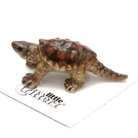 Little Critterz - Snapping Turtle "Jaws" Reptile - Miniature Porcelain Figurine