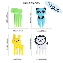DKDDSSS 91 pcs Animal Fruit Fork, Food Picks Kids, Cute Fruit Forks Mini Cartoon Food Toothpick for Kids, Reusable Food Fruit Picks Forks for Dessert Party Decor Bento Lunch Box Accessories