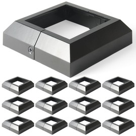 Wocepu 12 pcs 4x4 (Actual: 3.5"x3.5") Aluminum Deck Post Base Cover, for Railings, Stairs, Patios, Porches, Split Deck Post Skirt (Black)