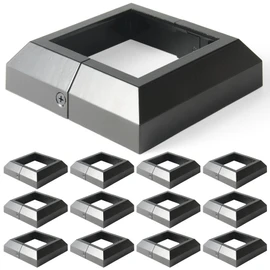 Wocepu 12 pcs 4x4 (Actual: 3.5"x3.5") Aluminum Deck Post Base Cover, for Railings, Stairs, Patios, Porches, Split Deck Post Skirt (Black)