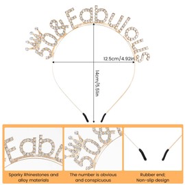 50th Birthday Headbands for Women, Fabulous Birthday Headband Gold Birthday Crown and Tiara Gifts for Mom's 50th Birthday Celebration