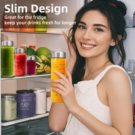 Glass Juice Bottles 20oz -2 Pack Mouth Water Bottles with Lids for Juicing Reusable Juice Bottles for Smoothie Beverage Storage BPA Free Leakproof Borosilicate