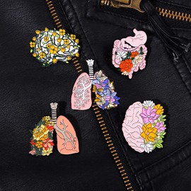 ARFUKA Brooch Metal Flower Organ Badge Pin Brooches Backpack Lapel Pin Accessory for Clothing Bags Jackets DIY Crafts Pack of 5