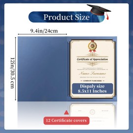 12 Packs Certificate Covers,Navy Blue Cardboard Diploma Cover,Certificate Holders Gold Foil Border,for Letter Size 8.5 x 11 Inch Awards and Certificates