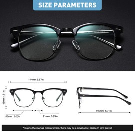 AOMASTE Blue Light Blocking Glasses Vintage Half Frame UV Clear Lens Anti Eyestrain Computer Gaming Glasses for Women Men(P47)