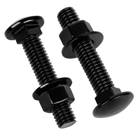 10 Sets 5/16-18 x 3" Carriage Bolt Kit, Round Head Square Neck, Black Carriage Bolts and Hex Nuts Set with Flat Washers