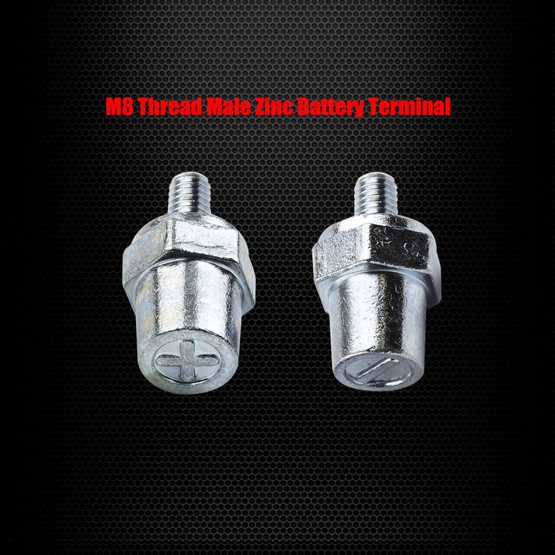 Ampper M8 Thread Male Zinc Battery Terminal Charging Posts, M8