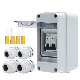 KERWINN Miniature Circuit Breaker Box Cover,40A 400V Solar Panel Switch Outdoor DC Solar Disconnect Switch with DIN Rail Wiring Terminal and Waterproof Connector