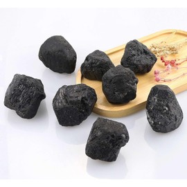 QINJIEJIE 100% Black Tourmaline Stone Real Large Crystal 4 Pieces Raw Stone Natural Stones Gemstone Premium Tourmaline Crystals Water Stones for Natural Raw Stones Meditation Reiki Decorative Stones