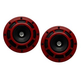 SOLLECI Dual Super Tone Loud Blast 139Db Universal Euro RED Round Horns (Quantity 2) High Tone/Low Tone Twin Horn Compact Extremely Loud Compatible with Hyundai