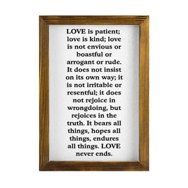DOREENABE Wood Signs for Bedroom, Love Is Love Is Patient Love Is Kind; Love Is Not Envious Or Boastful Sign, Farmhouse Living Room Kitchen Decor, Entryway Sign for Home Decor, 8x12inch