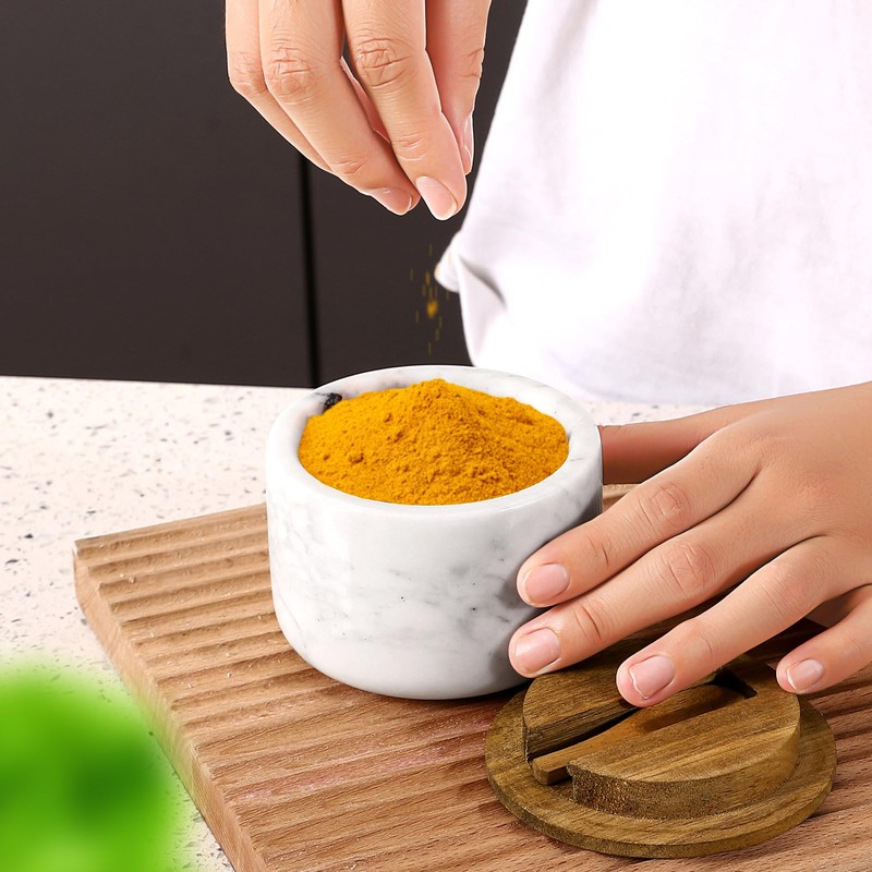 RAETTER.LY Salt and Pepper Bowl, Marble Salt Cellar and Spices