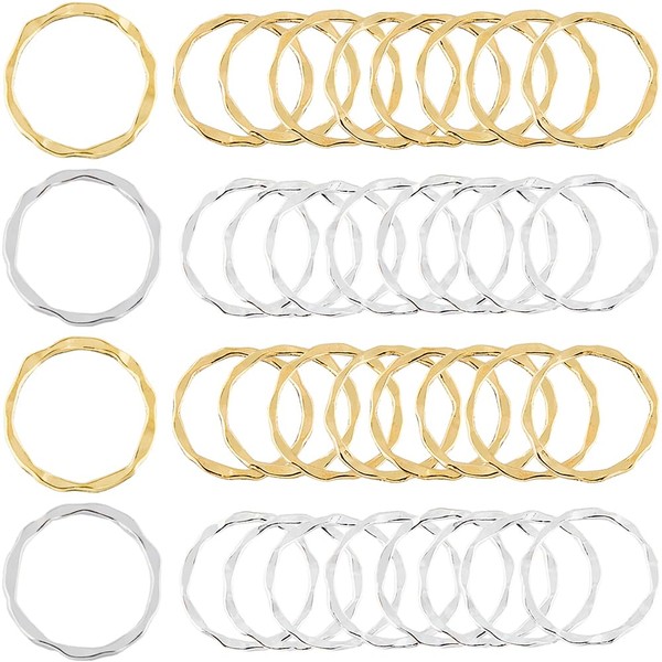 SUNNYCLUE 1 Box 100Pcs Bezel Charms Alloy Linking Rings Circle