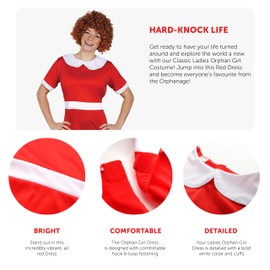 Ladies Orphan Girl Costume - XLarge - Red Dress With White Collar - Perfect for World Book Day and Other Fancy Dress Events