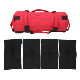 Workout Sandbag Oxford Fabric 6 Handles Easy Adjustment Multi Purpose Fitness Weight Bag with Filler Bags for Indoor Gym Red