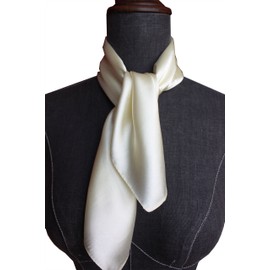 Silk square scarf pure color head scarf blend neckerchief (Beige)
