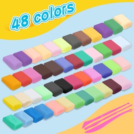 48 Colours Modelling Clay, Air Drying, Air Drying Modelling Clay, Self-Drying Modelling Clay, Air Drying Clay for Children, Gift for Boys and Girls Aged 3-12 Years