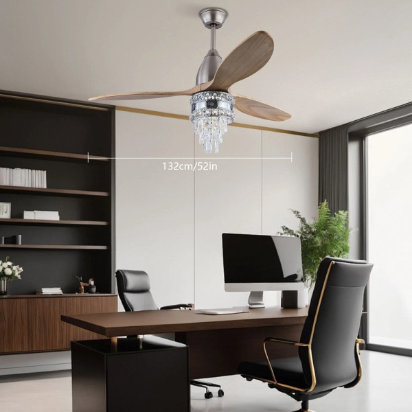 52in Ceiling Fan Light 6 Speed Flush Mount Wood Ceiling