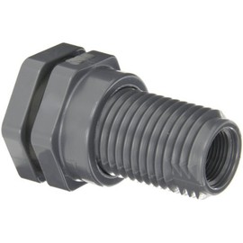 Hayward BFA1007CFS Series BFA Standard Flange Bulkhead Fitting, Socket x Threaded End, PVC with FPM Seals, 3/4" Size