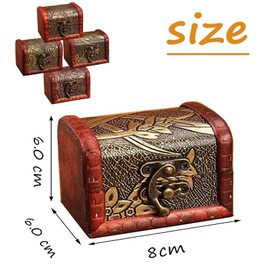4 pieces, mini wooden treasure chest, small wooden treasure chest, vintage small treasure chest, wooden chest, made of wood, small vintage wooden jewellery box for personal and gifts