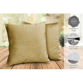 BEAUTEX Lea Velvet Cushion Covers, Set of 2, Premium Cushion Covers, Sofa and Decorative Cushions, Choice of Size and Colour (Gold, 45 x 45 cm)