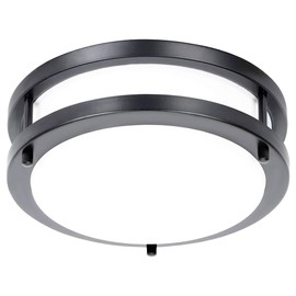 Drosbey 48W Dimmable LED Ceiling Light Fixture, 13.2in Flush Mount Light Fixture, Ceiling Lamp for Bedroom, Kitchen, Bathroom, Hallway, Super Bright 4000 Lumens,Blacck, 3000K Warm White