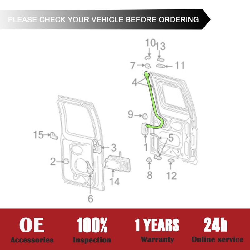 TQPONLY Tailgate Door Upper Latch w/Cable Compatible with 1992-2009 Ford